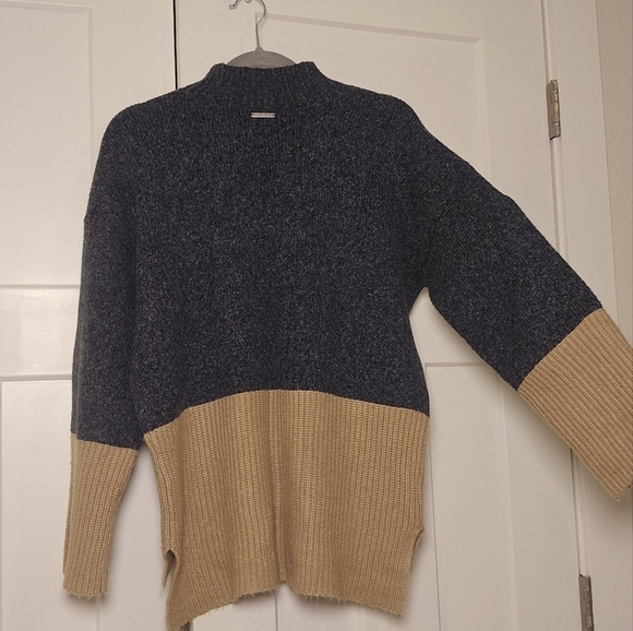 Michael Kors Neutral Color Block Wool High Low Sweater LG Large - Picture 6 of 7